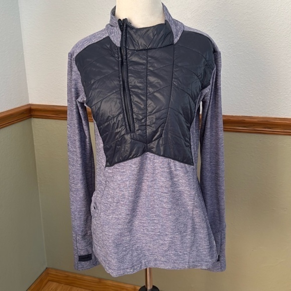 Oiselle •S• Lux Quarter Zip Pullover with Quilted Katron Detail Navy Blue